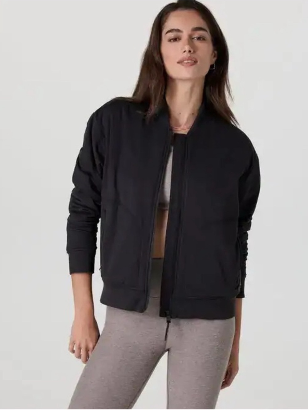 Vuori halo basin bomber in solid black Women's Bomber Jacket - Zip Front